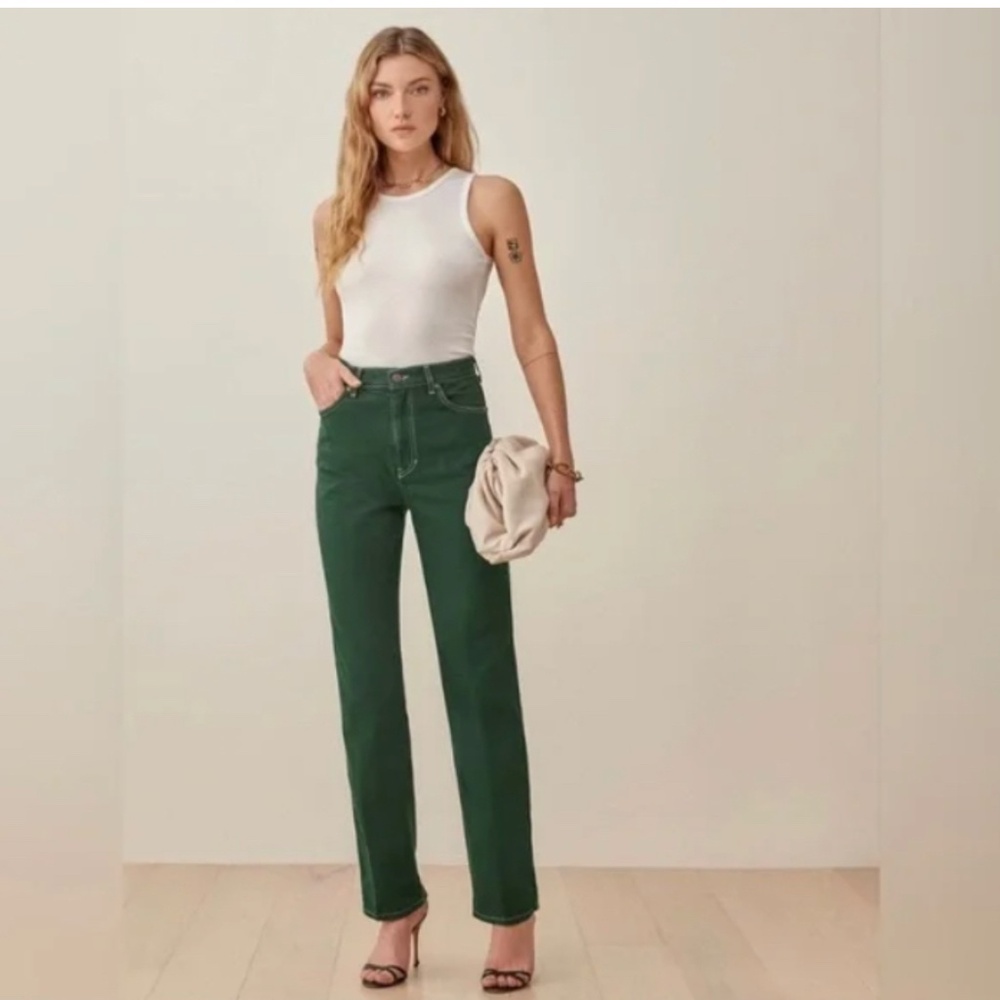 Reformation green cowboy jeans